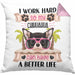 Chihuahua Besitzer Kissen mit Füllung 40x40 Geschenk Lustiger Spruch Geschenkidee I Work Hard So My Chihuahua Can Have A Better Life (Grau) Rosa Trendation