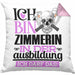 Zimmerin Ausbildung Start Geschenk Kissen mit Füllung 40x40 Ich Bin Zimmerin In Der Ausbildung Ich Darf Das Geschenkidee (Grau) Rosa Trendation