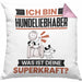 Hundeliebhaber Kissen mit Füllung 40x40 Geschenk für Hundeliebhaber Geburtstag Lustiger Spruch Was Ist Deine Superkraft (Grau) Rosa Trendation