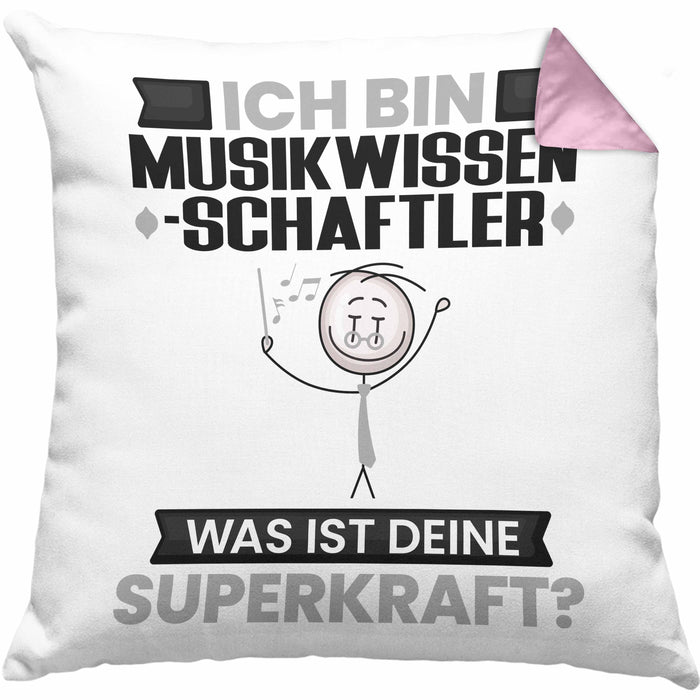 Musikwissenschaftler Kissen mit Füllung 40x40 Geschenk für Musikwissenschaftler Geburtstag Lustiger Spruch Was Ist Deine Superkraft (Grau) Rosa Trendation