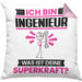 Ingenieur Kissen mit Füllung 40x40 Geschenk für Ingenieur Geburtstag Lustiger Spruch Was Ist Deine Superkraft (Grau) Rosa Trendation