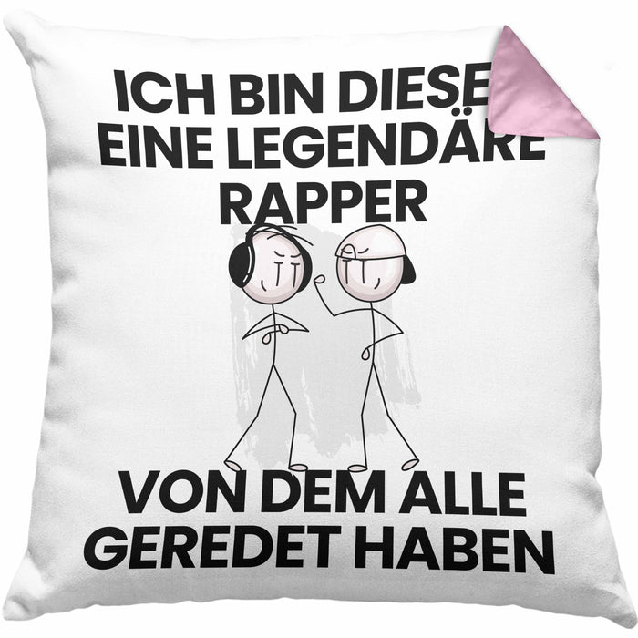 Rapper Geschenk Kissen mit Füllung 40x40 Lustige Geschenkidee Geburtstag für Rapper Ich Bin Dieser Legendäre Rapper Von Dem Alle Geredet Haben (Grau) Rosa Trendation