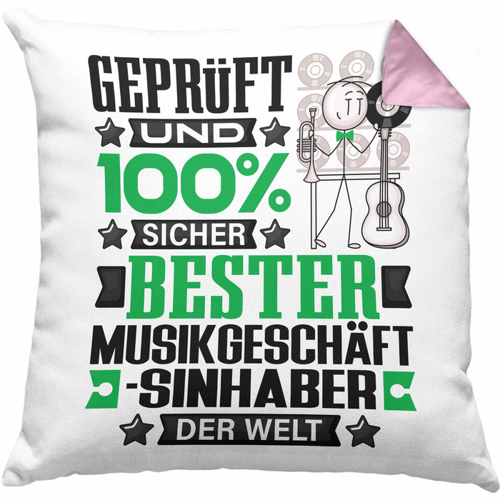 Musikgeschäftsinhaber Geschenk Lustiger Spruch für Musikgeschäftsinhaber Geschenkidee Bester Musikgeschäftsinhaber Der WeltKissen mit Füllung 40x40 (Grau) Rosa Trendation