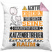 Katzenbetreuer Geschenk Kissen mit Füllung 40x40 Lustiger Spruch Erheben Sie Sich Der Katzenbetreuer Betritt den Raum (Grau) Rosa Trendation