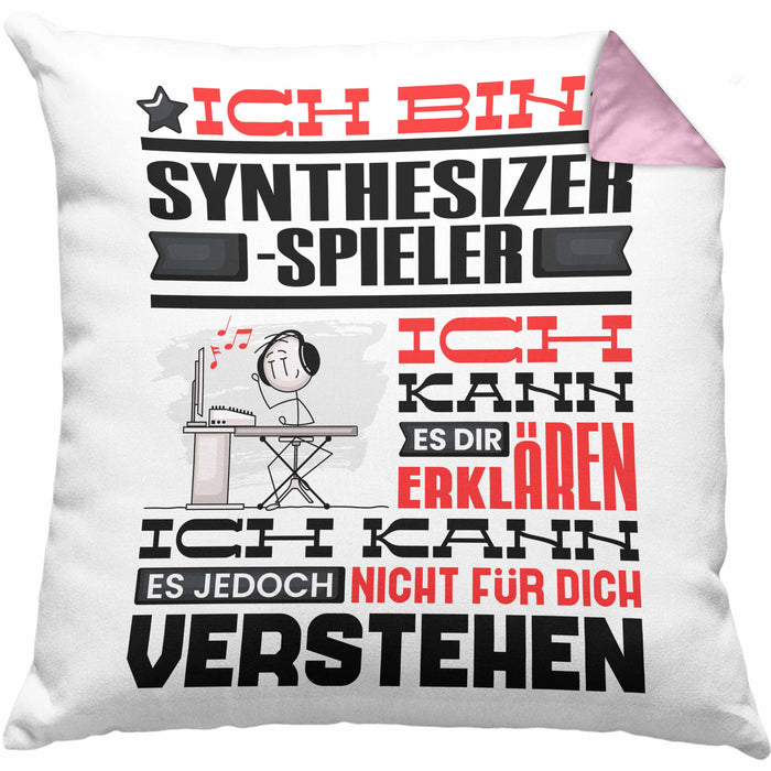 Synthesizer-Spieler Geschenk Kissen mit Füllung 40x40 Lustige Geschenkdiee für einen Synthesizer-Spieler Geburtstag Ich Bin Synthesizer-Spieler Ich Kann Es Dir Erklären Aber Nicht Für Dich Verstehen (Grau) Rosa Trendation