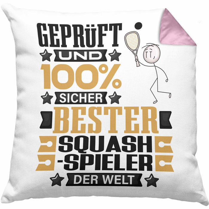 Squash-Spieler Geschenk Lustiger Spruch für Squash-Spieler Geschenkidee Bester Squash-Spieler Der WeltKissen mit Füllung 40x40 (Grau) Rosa Trendation