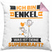 Enkel Kissen mit Füllung 40x40 Geschenk für Enkel Geburtstag Lustiger Spruch Was Ist Deine Superkraft (Grau) Rosa Trendation