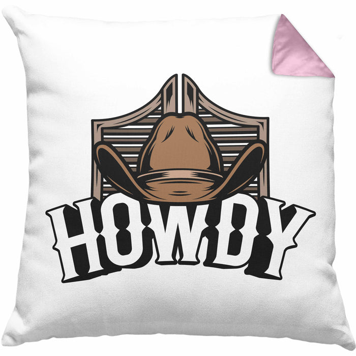 Lustige Kissen mit Füllung 40x40 für Line Dance Fans Howdy Cowboy Geschenkidee (Grau) Rosa Trendation
