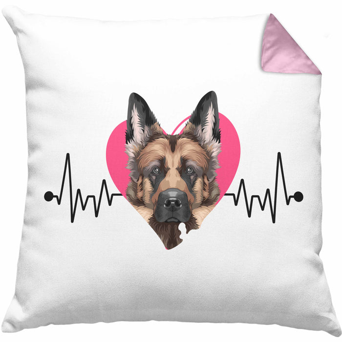 Schäferhund Besitzer Kissen mit Füllung 40x40 Geschenk Lustiger Spruch Geschenkidee Herzschlag Schäferhund (Grau) Rosa Trendation