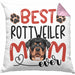 Rottweiler Mom Besitzerin Kissen mit Füllung 40x40 Geschenk Lustiger Spruch Geschenkidee Besitzerin Rottweiler Mama (Grau) Rosa Trendation