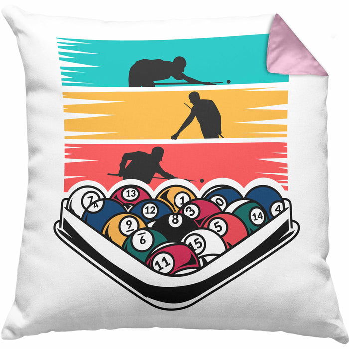 Billard Pool Kissen mit Füllung 40x40 Geschenk Queu Geschenkidee Spruch Grafik (Grau) Rosa Trendation
