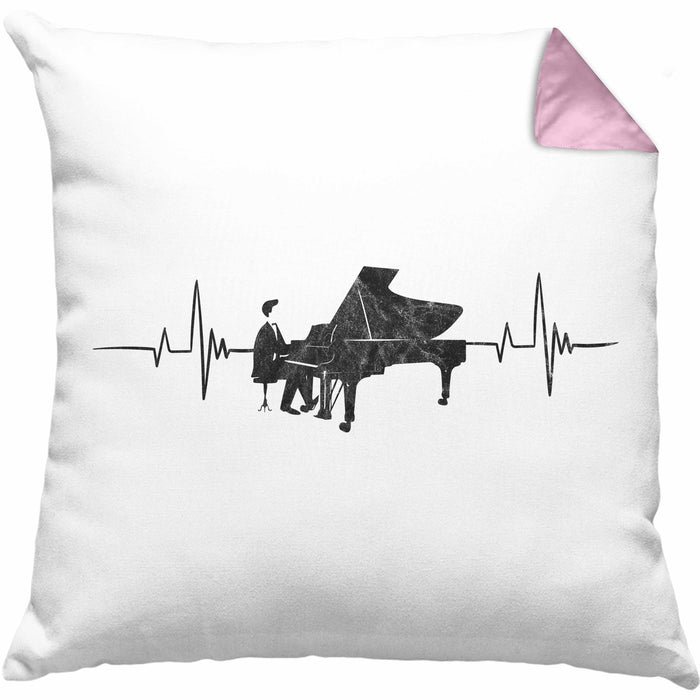 Kissen mit Füllung 40x40 Piano Geschenkidee für Klavierspieler Flügel-Motiv Herzschlag (Grau) Rosa Trendation