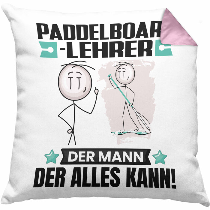 Paddelboard-Lehrer Kissen mit Füllung 40x40 Geschenk für Paddelboard-Lehrer Der Mann Der Alles Kann Geschenkidee zum Geburtstag (Grau) Rosa Trendation