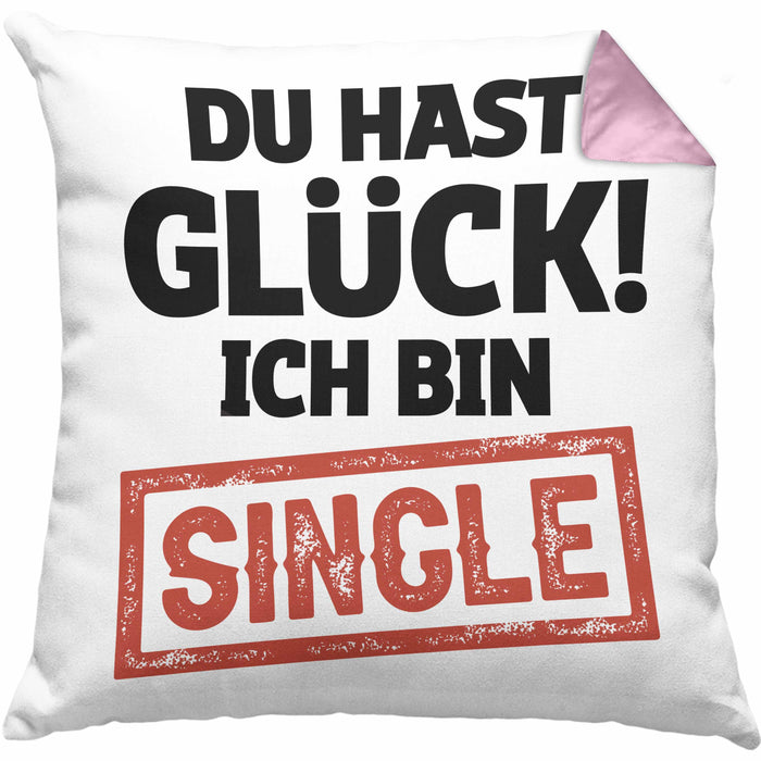 Single Solo Kissen mit Füllung 40x40 Geschenk Kollege Geschenkidee (Grau) Rosa Trendation