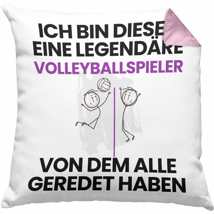Volleyballspieler Geschenk Kissen mit Füllung 40x40 Lustige Geschenkidee Geburtstag für Volleyballspieler Ich Bin Dieser Legendäre Volleyballspieler Von Dem Alle Geredet Haben (Grau) Rosa Trendation