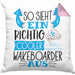 So Sieht Ein Richtig Cooler Wakeboarder Aus Geschenk Kissen mit Füllung 40x40 Lustiger Spruch Geschenkidee (Grau) Rosa Trendation