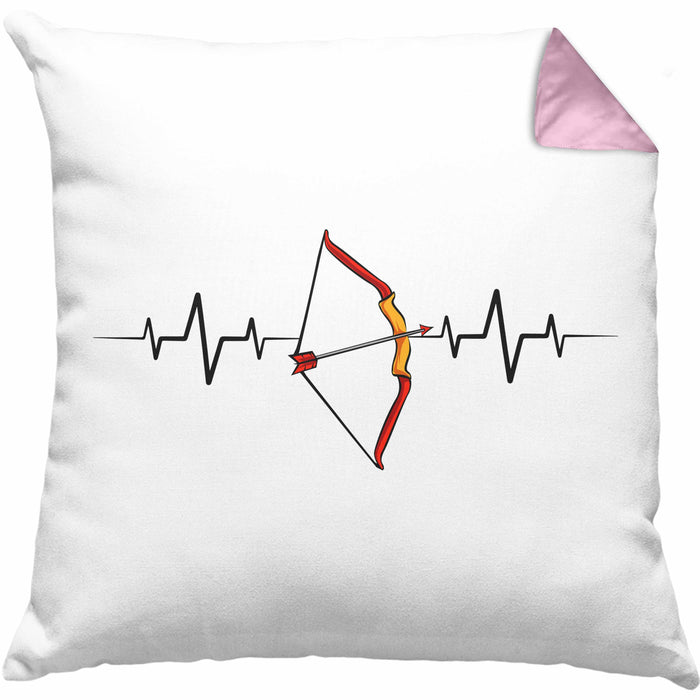 Lustige Bogenschütze Kissen mit Füllung 40x40 Geschenk für Pfeil & Bogen Enthusiasten Herzschlag Grafiken (Grau) Rosa Trendation