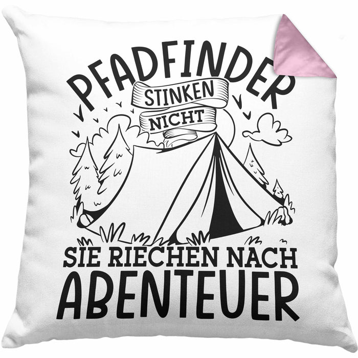 Pfadfinder Kissen mit Füllung 40x40 Geschenk Pfadfinder Stinken Nicht Sie Riechen Nach Abenteuer (Grau) Rosa Trendation