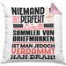 Sammler von Briefmarken Geschenk Kissen mit Füllung 40x40 Lustige Geschenkidee für Sammler von Briefmarken Geburtstag Niemand Ist Perfekt Aber Als Sammler von Briefmarken Ist Man Nah Dran (Grau) Rosa Trendation