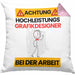 Grafikdesigner Kissen mit Füllung 40x40 Geschenk Lustiger Spruch Geschenkidee für Grafikdesigner Achtung Hochleistungs Grafikdesigner Bei Der Arbeit (Grau) Rosa Trendation