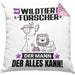 Wildtierforscher Kissen mit Füllung 40x40 Geschenk für Wildtierforscher Der Mann Der Alles Kann Geschenkidee zum Geburtstag (Grau) Rosa Trendation