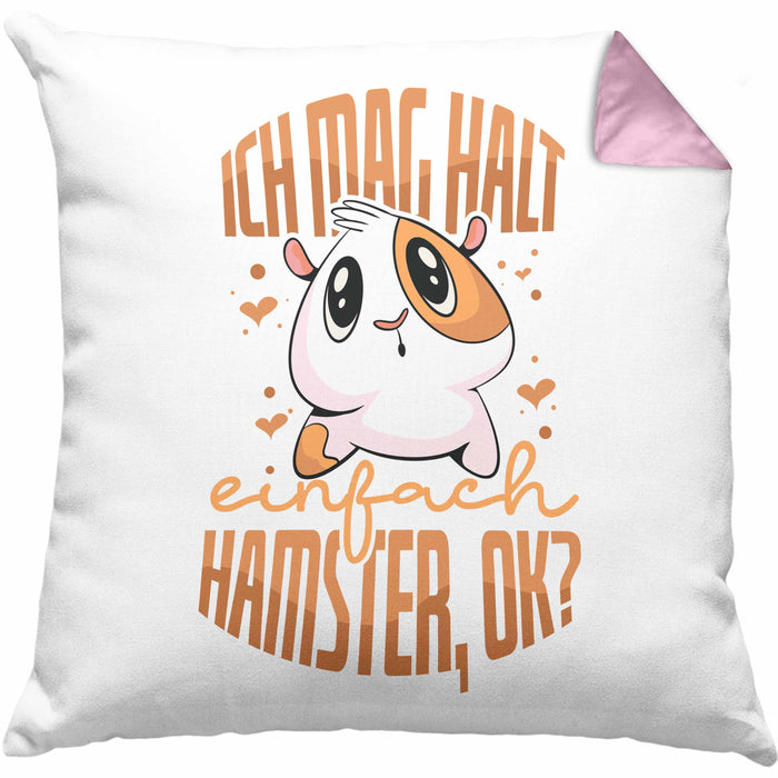 Trendation Lustige Kissen mit Füllung 40x40 für Hamster Besitzer als Geschenkidee Hamster Fan Ich Mag Halt Einfach Hamster (Grau) Rosa Trendation