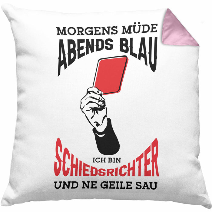 Schiedsrichter Kissen mit Füllung 40x40 Geschenk für Schiedsrichter mit Spruch (Grau) Rosa Trendation