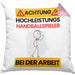 Handballspieler Kissen mit Füllung 40x40 Geschenk Lustiger Spruch Geschenkidee für Handballspieler Achtung Hochleistungs Handballspieler Bei Der Arbeit (Grau) Rosa Trendation