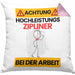 Zipliner Kissen mit Füllung 40x40 Geschenk Lustiger Spruch Geschenkidee für Zipliner Achtung Hochleistungs Zipliner Bei Der Arbeit (Grau) Rosa Trendation