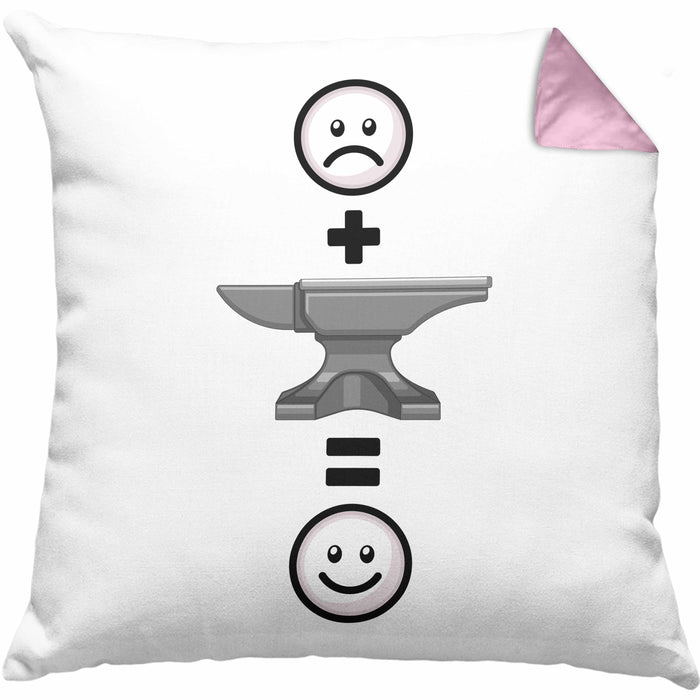 Schmied Kissen mit Füllung 40x40 Geschenk für Metallbauer Lustige Geschenkidee :( + Schmied = :) (Grau) Rosa Trendation