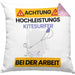 Kitesurfer Kissen mit Füllung 40x40 Geschenk Lustiger Spruch Geschenkidee für Kitesurfer Achtung Hochleistungs Kitesurfer Bei Der Arbeit (Grau) Rosa Trendation