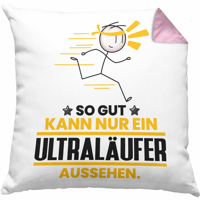 Ultraläufer Geschenk Kissen mit Füllung 40x40 So Gut Kann Nur Ein Ultraläufer Aussehen Geschenkidee (Grau) Rosa Trendation