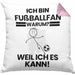 Fußballfan Geschenk Kissen mit Füllung 40x40 Lustiger Spruch Ich Bin Fußballfan Warum Weil Ich Es Kann Geschenkidee Bester Fußballfan Geburtstag (Grau) Rosa Trendation