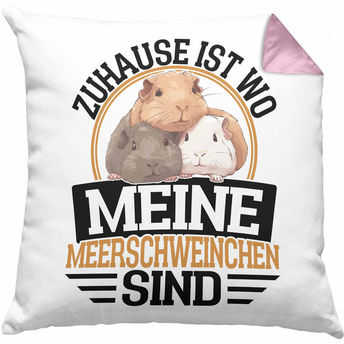 Meerschweinchen Geschenk Kissen mit Füllung 40x40 Spruch Meerschweinchen-Besitzerin Geschenkidee (Grau) Rosa Trendation