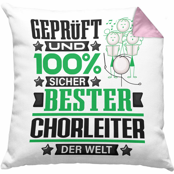 Chorleiter Geschenk Lustiger Spruch für Chorleiter Geschenkidee Bester Chorleiter Der WeltKissen mit Füllung 40x40 (Grau) Rosa Trendation