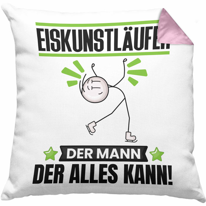 Eiskunstläufer Kissen mit Füllung 40x40 Geschenk für Eiskunstläufer Der Mann Der Alles Kann Geschenkidee zum Geburtstag (Grau) Rosa Trendation