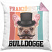 Französische Bulldogge Besitzer Kissen mit Füllung 40x40 Geschenk Lustiger Spruch Geschenkidee Retro Vinatge Französische Bulldogge (Grau) Rosa Trendation