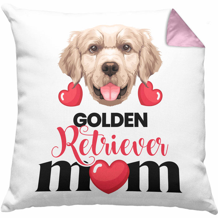 Golden Retriever Besitzer Mom Mama Kissen mit Füllung 40x40 Geschenk Lustiger Spruch Geschenkidee Golden Retriever Besitzerin (Grau) Rosa Trendation