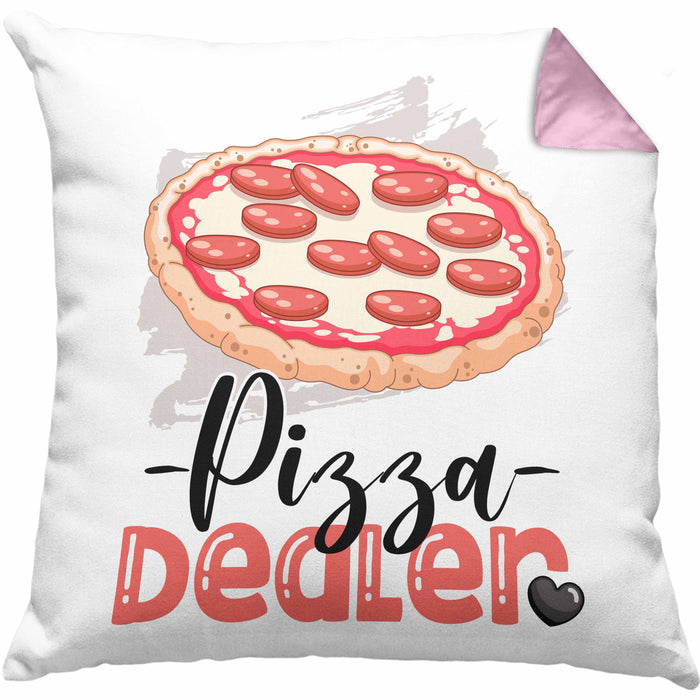 Pizza Dealer Kissen mit Füllung 40x40 Geschenk für Pizzabäcker Geburtstag Spruch Geschenkidee Beste Pizza Der welt (Grau) Rosa Trendation