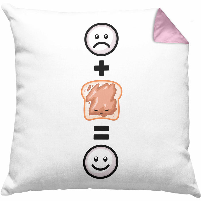 Erdnussbutter Kissen mit Füllung 40x40 Geschenk für Erdnussbutter-Liebhaber Lustige Geschenkidee :( + Peanutbutter = :) Geburtstag (Grau) Rosa Trendation