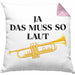 Trompete Kissen mit Füllung 40x40 Geschenk für Musiker Trompeten-Spieler Tuten Geschenkidee Lustig Männer (Grau) Rosa Trendation