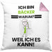 Bäcker Geschenk Kissen mit Füllung 40x40 Lustiger Spruch Ich Bin Bäcker Warum Weil Ich Es Kann Geschenkidee Bester Bäcker Geburtstag (Grau) Rosa Trendation