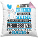 Pferdebesitzer Geschenk Kissen mit Füllung 40x40 Lustiger Spruch Erheben Sie Sich Der Pferdebesitzer Betritt den Raum (Grau) Rosa Trendation