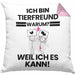 Tierfreund Geschenk Kissen mit Füllung 40x40 Lustiger Spruch Ich Bin Tierfreund Warum Weil Ich Es Kann Geschenkidee Bester Tierfreund Geburtstag (Grau) Rosa Trendation