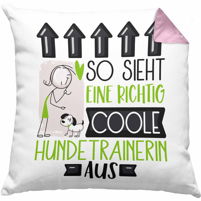 Hundetrainerin Geschenk Kissen mit Füllung 40x40 Lustig Geschenkidee für Hundetrainerin Geburtstag So Sieht Eine Richtig Coole Hundetrainerin Aus Frauen Spruch (Grau) Rosa Trendation