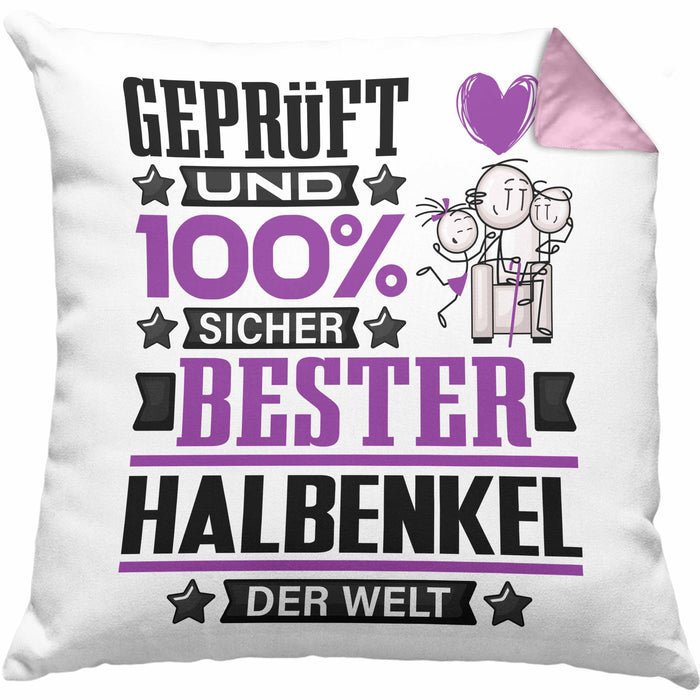 Halbenkel Geschenk Lustiger Spruch für Halbenkel Geschenkidee Bester Halbenkel Der WeltKissen mit Füllung 40x40 (Grau) Rosa Trendation