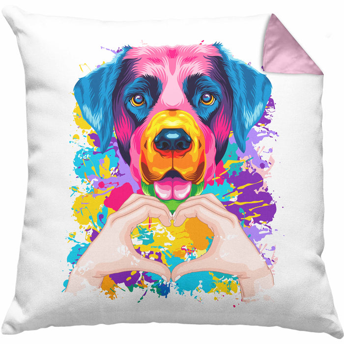 Labrador Besitzer Farbe Love Kissen mit Füllung 40x40 Geschenk Lustiger Spruch Geschenkidee Labrador Besitzerin (Grau) Rosa Trendation