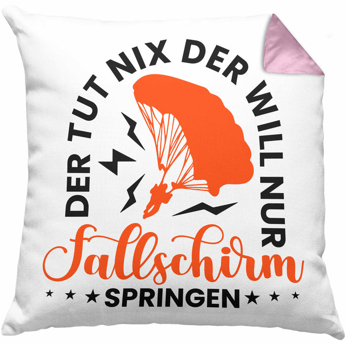 Kissen mit Füllung 40x40 Fallschirmspringer Geschenk Spruch Geschenkidee Fallschirm Springer (Grau) Rosa Trendation