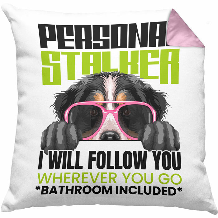 Berner Sennen Besitzerin Kissen mit Füllung 40x40 Geschenk Lustiger Spruch Geschenkidee Personal Stalker (Grau) Rosa Trendation