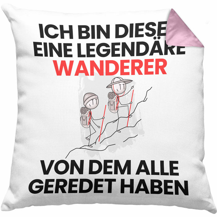 Wandern Geschenk Kissen mit Füllung 40x40 Lustige Geschenkidee Geburtstag für Wandern Ich Bin Dieser Legendäre Wandern Von Dem Alle Geredet Haben (Grau) Rosa Trendation